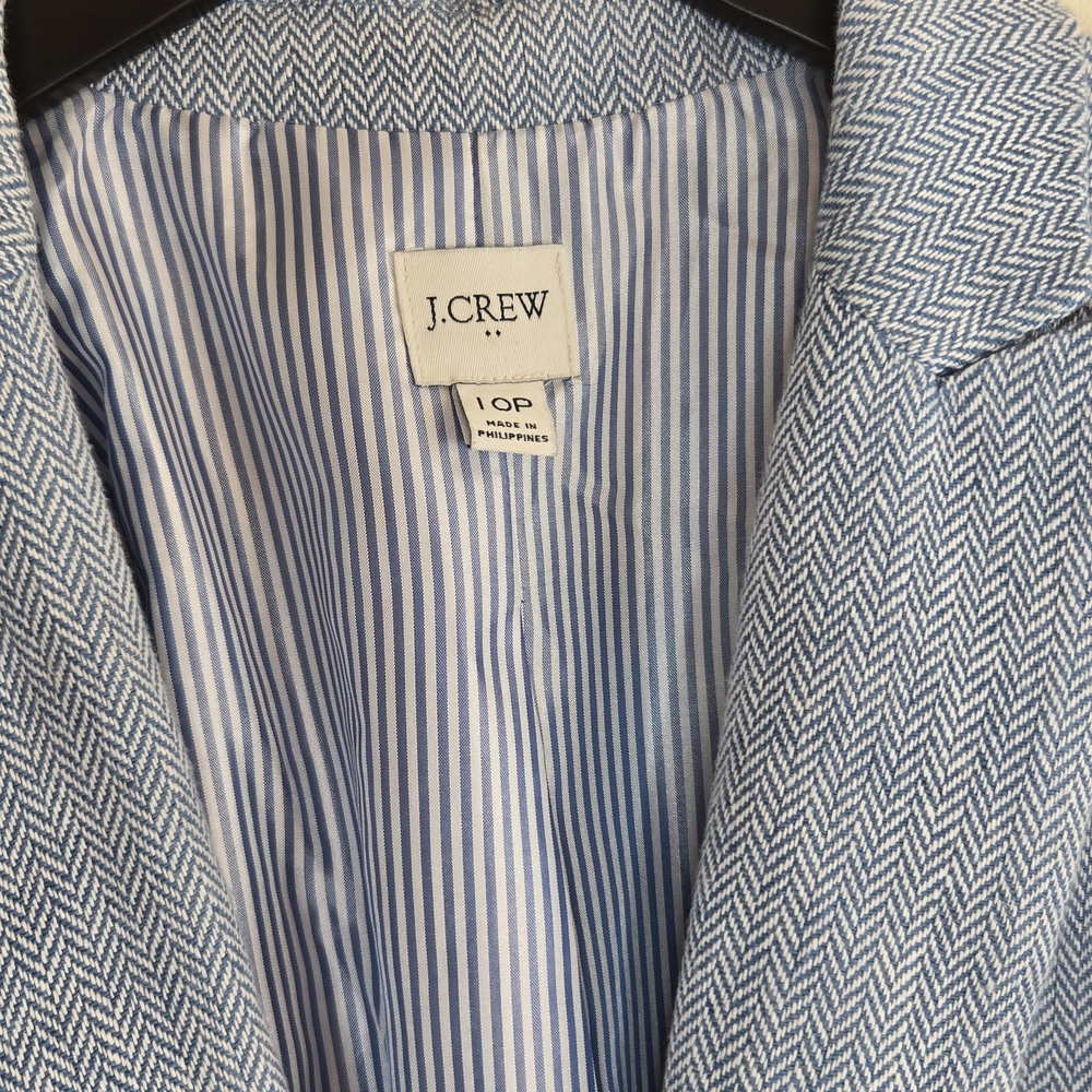 J.Crew Factory Herringbone Blazer Women’s Light Blue Tweed Preppy Classic 10P - Picture 5 of 12